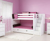 Maxtrix STACKER Low Bunk Bed with Stairs Twin Size White | Maxtrix Furniture | MX-STACKER-WX