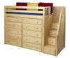 Maxtrix STAR Storage High Loft Bed with Stairs Twin Size Natural | Maxtrix Furniture | MX-STAR3-NX