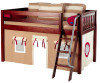 Maxtrix Low Loft Bed Chestnut with Angled Ladder and Curtains 3 | Matrix Furniture | MXEASYRIDER30C