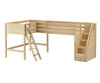 Maxtrix PAIR Corner Mid Loft Bed Twin Size Natural