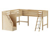 Maxtrix DOS Corner Mid Loft Bed Twin Size Natural