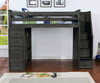Allen House  Loft Bed with Stairs Twin Size Weathered Dark Gray