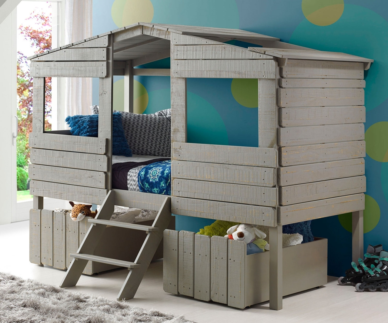Art Play Junior Low Loft Bed 3005TLWWDG Donco Trading Kids Low Loft Bed bedroom furniture