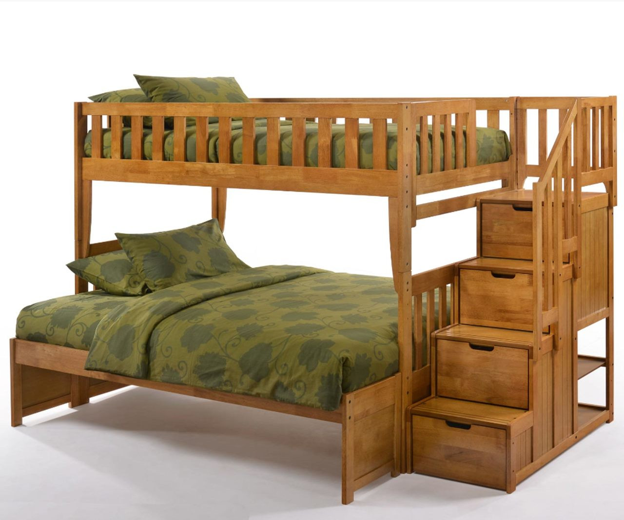 Atlantic Furniture Columbia model twin full Staircase bunk bed kids bedroom  furniture. Atlantic furniture brand twin full bunkbeds and columbia bunk  beds with stairs steps and stairway in Antique Walnut, White Natural