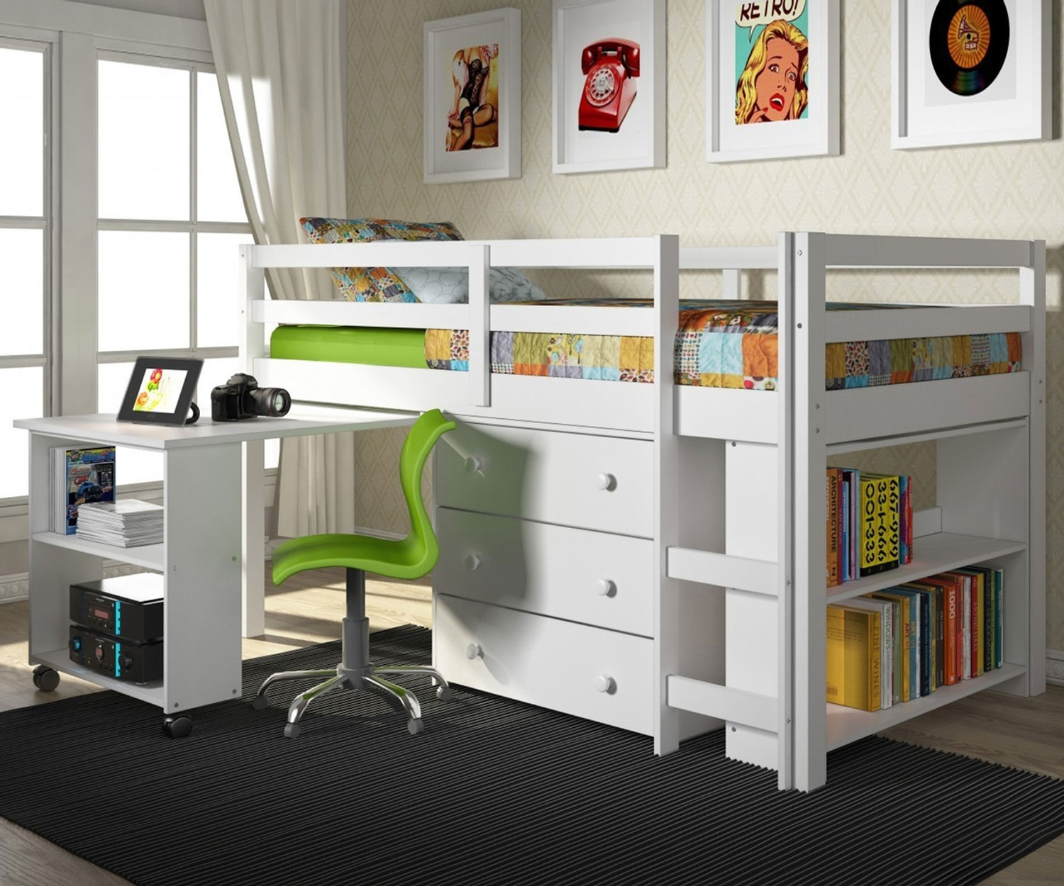 Donco low loft bed sales with desk