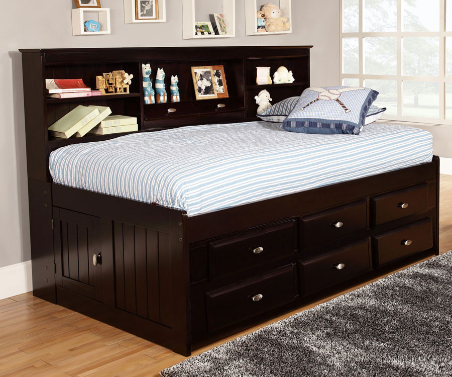 Espresso Twin Size Bookcase Captain's Day Bed | Shop Kids