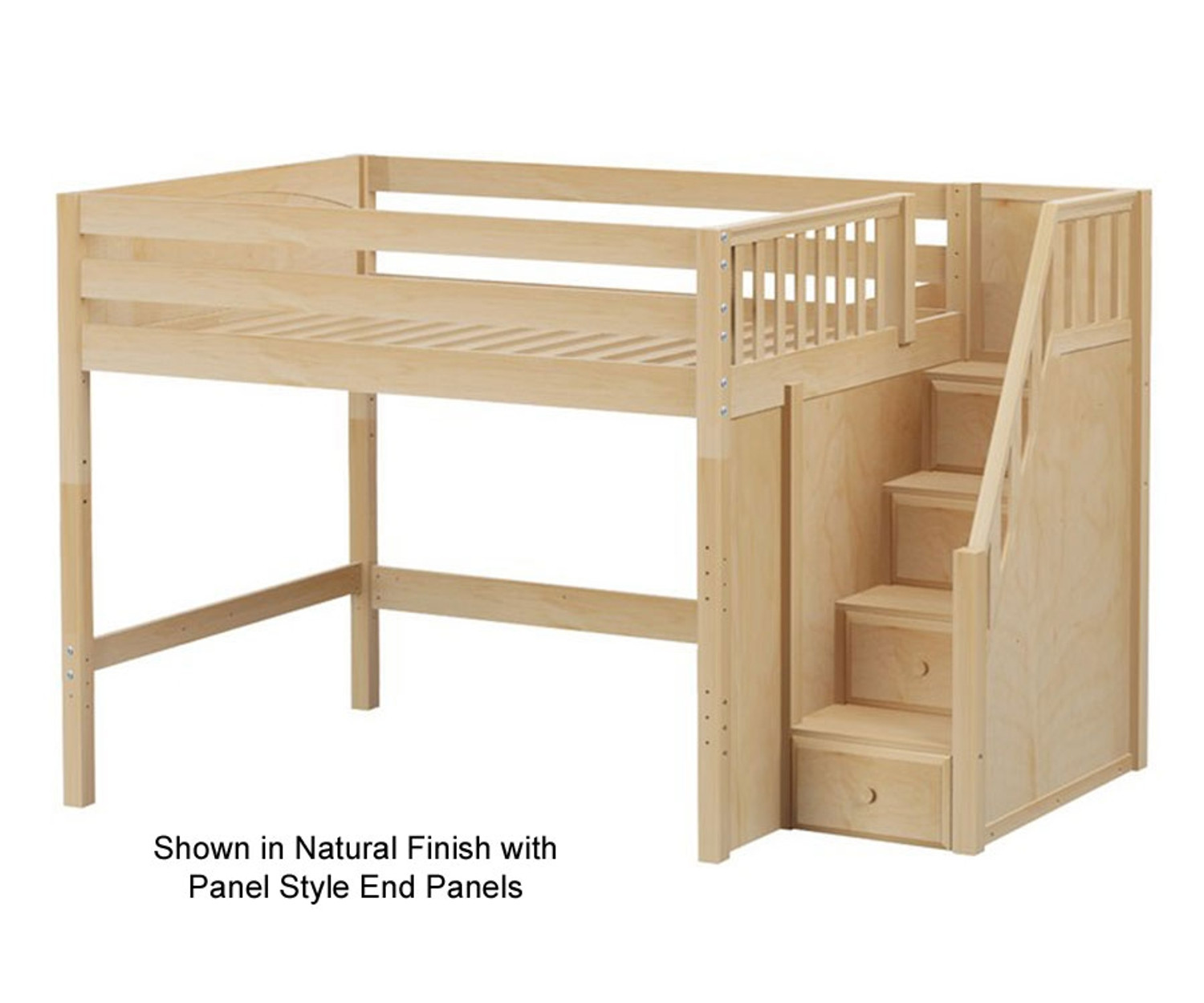Maxtrix HIT Mid Loft Bed with Stairs Full Size White | Shop