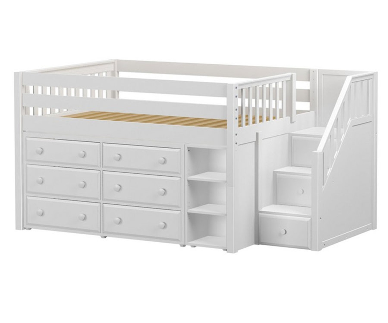 Twin Low Loft Bed with Stairs, Storage + Desk – Maxtrix Kids