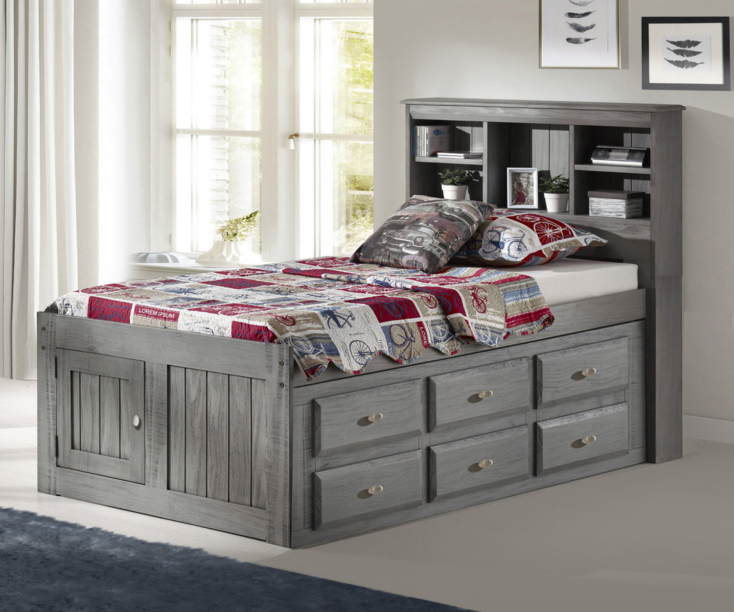 Twin size captains bed shop with 6 drawers