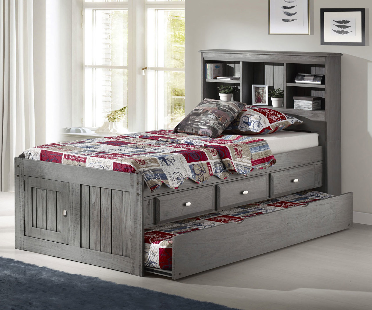 Westport Gray Twin Bookcase Captains Bed | Shop Kids Furniture | KFW