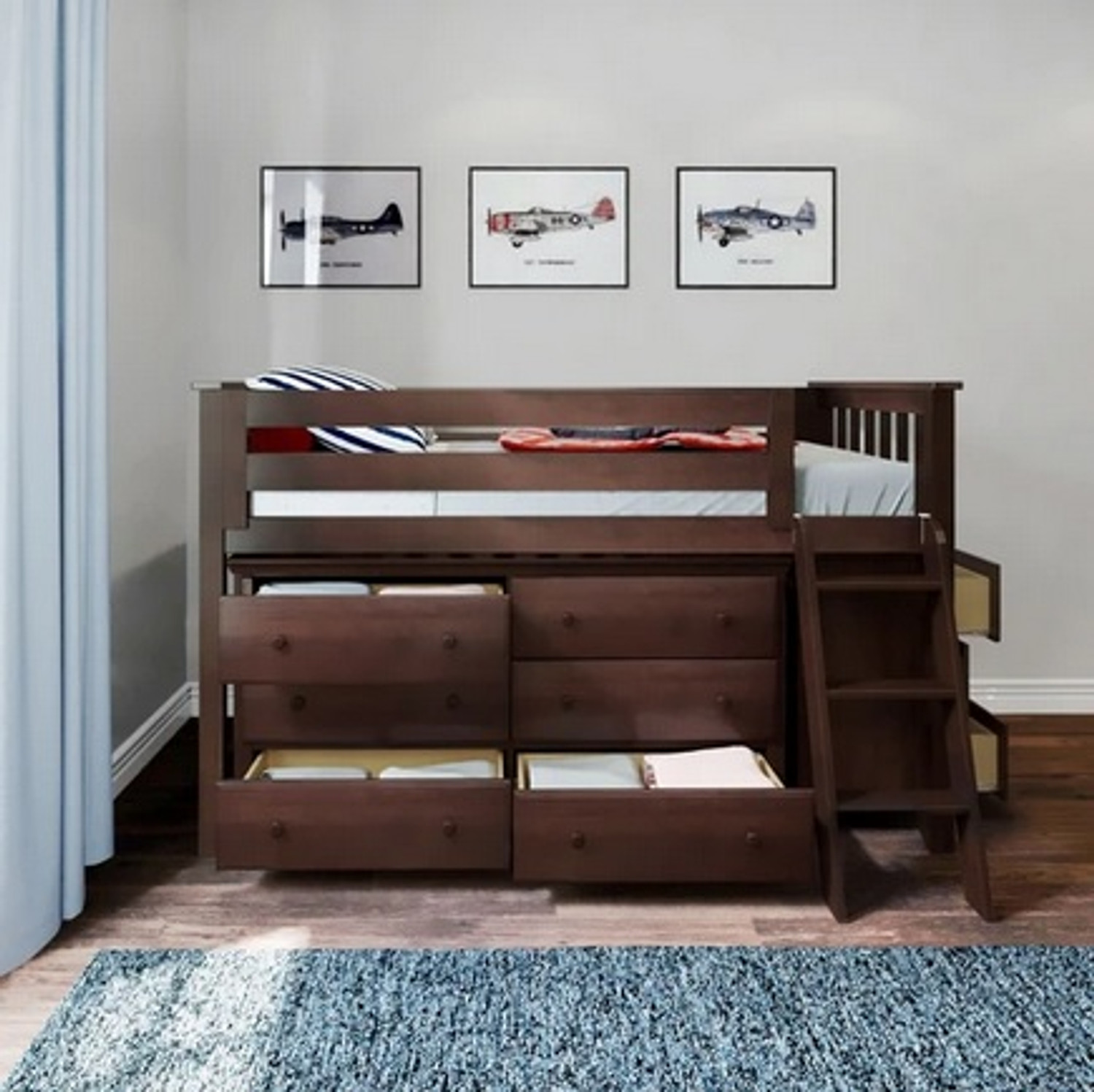 Jackpot Low Loft Bed with Two Dressers Espresso | Shop Kids