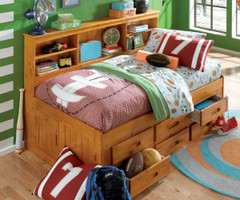 Honey Twin Size Bookcase Captain's Day Bed | Discovery World Furniture | DWF2122