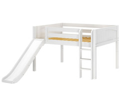 Maxtrix AMAZING Low Loft Bed with Slide Full Size White | Maxtrix Furniture | MX-AMAZING-WX