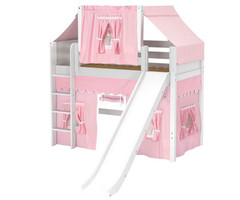 Maxtrix AWESOME Mid Loft Bed with Tent & Slide Twin Size White 2 | Maxtrix Furniture | MX-AWESOME23-WX
