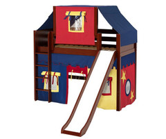 Maxtrix AWESOME Mid Loft Bed with Tent & Slide Twin Size Chestnut 1 | Maxtrix Furniture | MX-AWESOME29-CX