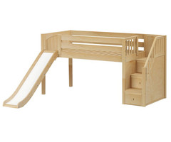 Maxtrix DELICIOUS Low Loft Bed with Stairs & Slide Twin Size Natural | Maxtrix Furniture | MX-DELICIOUS-NX