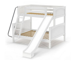 Maxtrix SLICK Bunk Bed w/ Slide Twin over Full Size White | Maxtrix Furniture | MX-SLICK-WX