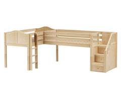 Maxtrix TANDEM Corner Low Loft Bed Twin Size Natural | Maxtrix Furniture | MX-TANDEM-NX