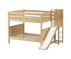 Maxtrix DOMAIN Medium Bunk Bed with Slide Platform Full Size Natural