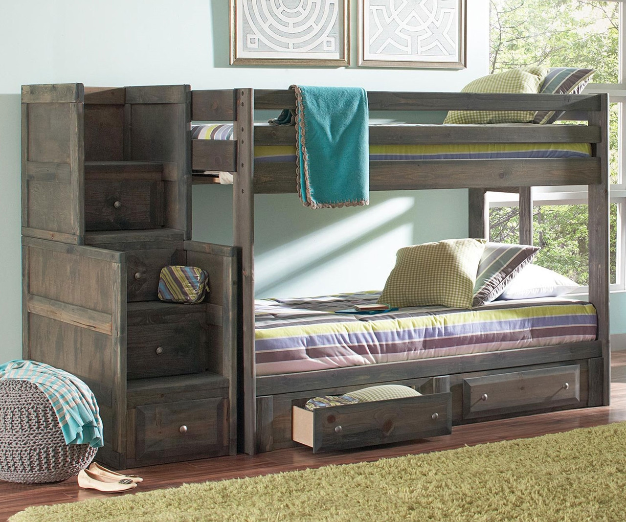 Full Over Full with Stairs Bunk Beds Shop Bunk Beds
