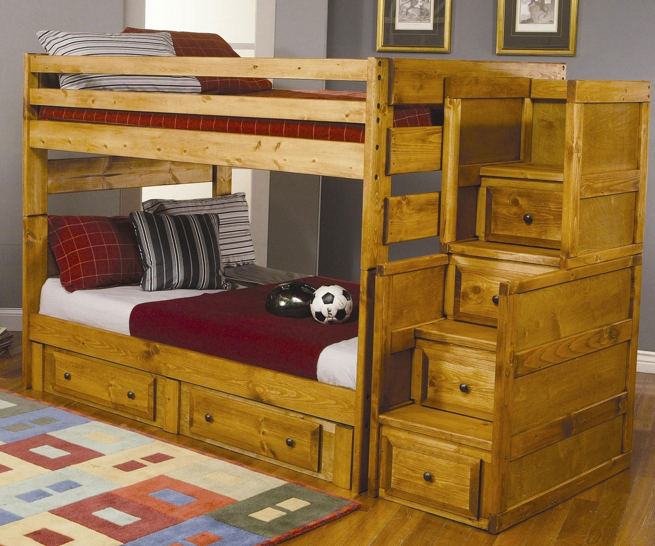 Full Over Full with Stairs Bunk Beds Shop Bunk Beds