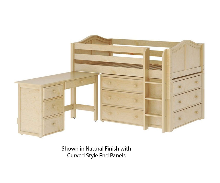 Donco Low Loft Bed with Desk and Storage Twin Size White KFW