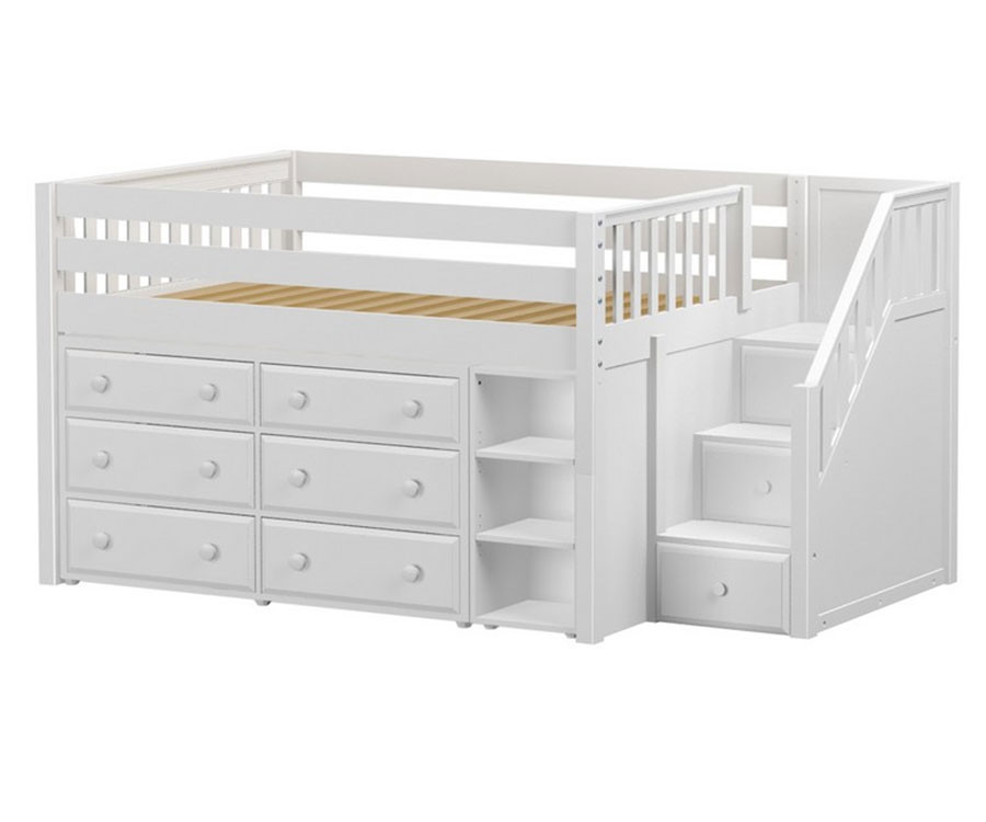 Full Size Beachem Low Loft Bed in Grey Finish 2018FGTT Donco Trading
