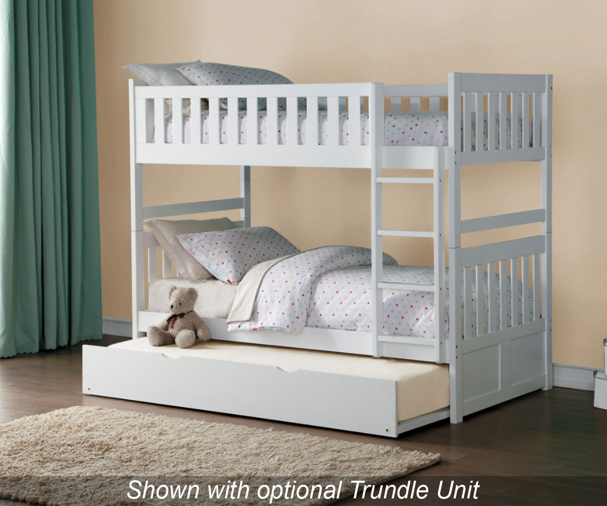 Twin over Twin Sweetheart Bunk Loft Bed in White and Pink Finish 1580