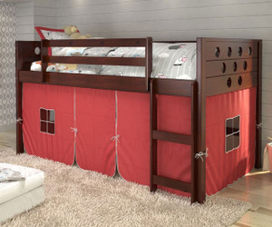 Circles Low Loft Bed with Red Tent Cappuccino | Donco Trading | DT780ATCP-R
