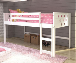 Circles Low Loft Bed Twin Size White | Donco Trading | DT780ATW