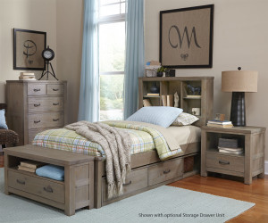 Everglades Bookcase Bed Twin Size Driftwood | NE Kids Furniture | NE10060