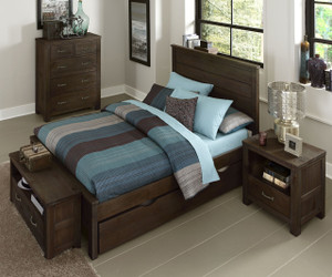 Everglades Alex Panel Bed Full Size with Trundle Espresso | NE Kids Furniture | NE11025X