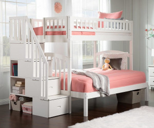 Westbrook Stair Bunk Bed Twin over Full White