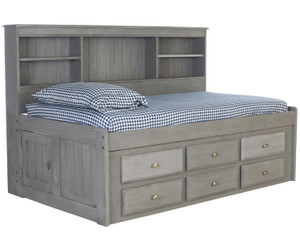 Westport Gray Twin Size Bookcase Captain's Day Bed