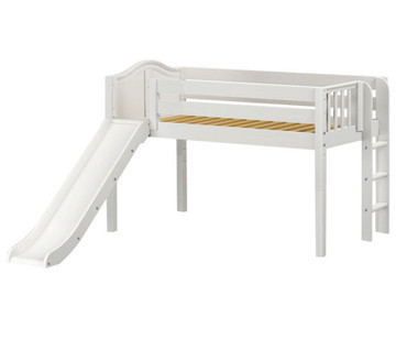 Maxtrix BRAINY Low Loft Bed with Slide Twin Size White | Maxtrix Furniture | MX-BRAINY-WX