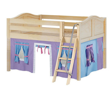 Maxtrix MANSION Low Loft Bed with Curtains Full Size Natural 6 | Maxtrix Furniture | MX-MANSION27-NX
