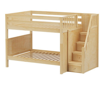 Maxtrix QUASAR Medium Bunk Bed with Stairs Full Size Natural | Maxtrix Furniture | MX-QUASAR-NX