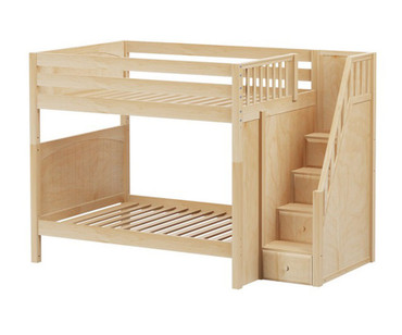 Maxtrix TOPPER High Bunk Bed with Stairs Full Size Natural | Maxtrix Furniture | MX-TOPPER-NX