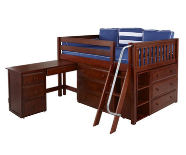 Maxtrix XL Low Loft Bed w/ Dressers & Desk Full Size Chestnut | Maxtrix Furniture | MX-XL4L-CX
