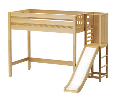 Maxtrix FILIOCUS High Loft Bed with Slide Platform Twin Size Natural