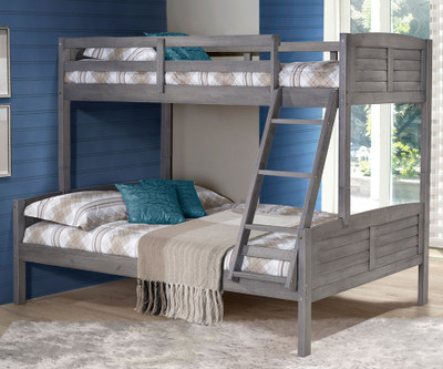 Okak Twin Over Full Bunk Bed With Ladder - Antique Grey, Theater Design, 400/600 Lb Weight Capacity - View #9