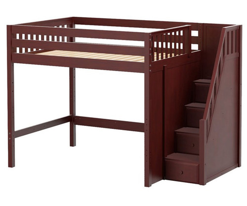 Maxtrix ENORMOUS High Loft Bed with Stairs Full Size Chestnut | Maxtrix Furniture | MX-ENORMOUS-CX