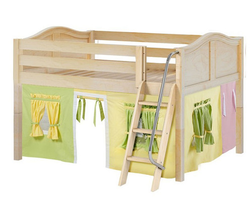Maxtrix MANSION Low Loft Bed with Curtains Full Size Natural 3 | Maxtrix Furniture | MX-MANSION24-NX