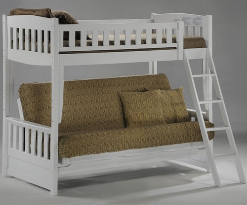 Spice Twin over Futon Bunk Bed White | New Energy Furniture | SPICE-FB-W