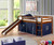 Low Loft Bed with Blue Tent & Slide Espresso | Donco Trading | DT750ETB