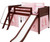 Maxtrix Low Loft Bed Chestnut with Angled Ladder and Curtains | Matrix Furniture | MXEASYRIDER21C