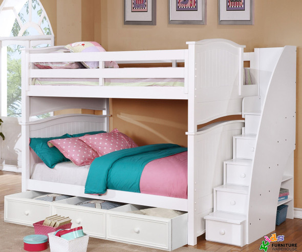 Allen House Chelsea Full over Full Bunk Bed with Stairs | Kids Furniture Warehouse Allen House Chelsea Full over Full Bunk Bed with Stairs | Kids Furniture Warehouse