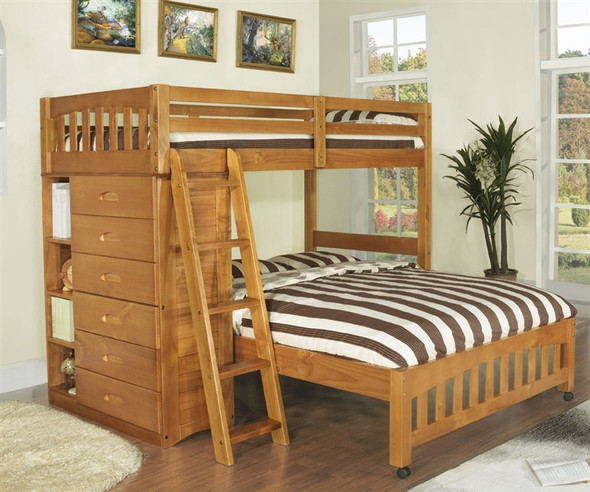 Ridgeline Honey Twin over Full Loft Bed | Discovery World Furniture | DWF2105
