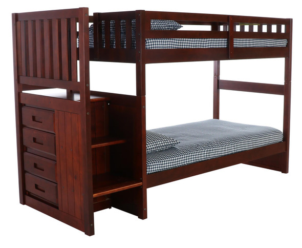 Merlot Mission Stair Stepper Bunk Bed