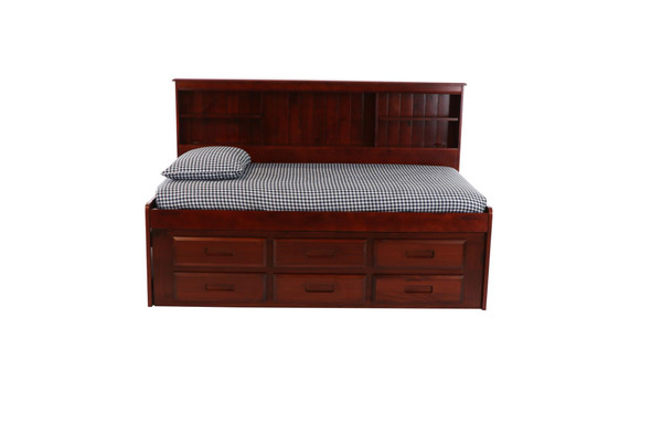 Merlot Twin Size Bookcase Captain's Day Bed